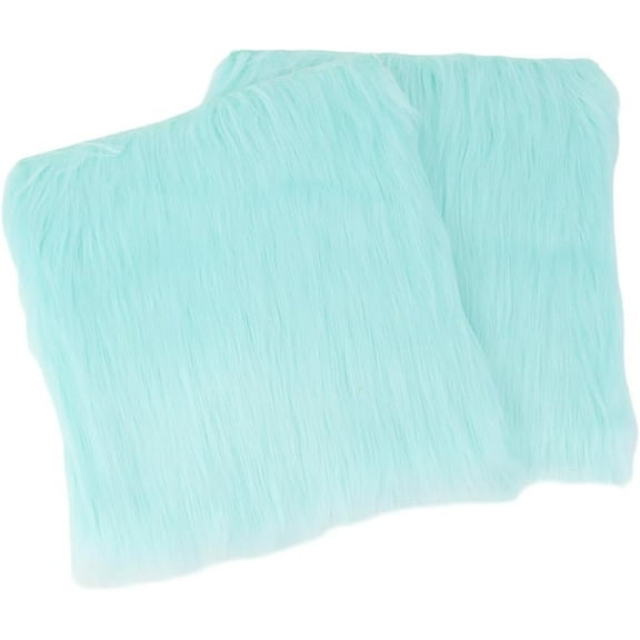 2Pcs Plush Faux Fur Area Rug School Locker Rugs 12 x 12 Mini Square Fluffy Area Carpet with Non Slip Backing Sky Blue Sheepskin Furry Plush Cushion for Jewelry Photography Seat Pad Mat