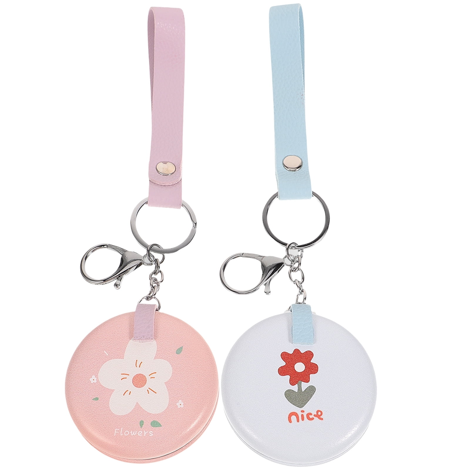 2Pcs Pocket Mirror Keyrings Mini Folding Mirror Key Chain
