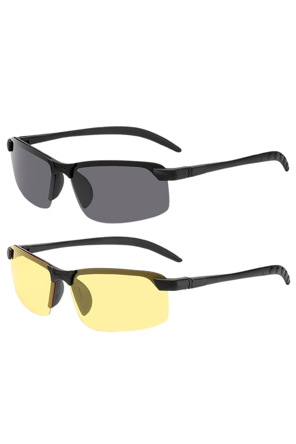 2Pcs Polarized Retro Sunglasses UV Protection No Rim PC Lens Plastic Frame Block Sunlight Spectacles Outdoor Eyewear