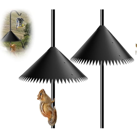 2Pcs Pole Mounted Squirrel Baffle for Feeder Pole, Outdoor Squirrel Proof Feeder Guard, Easy Install for 4x4 & Round Post (14Inch)