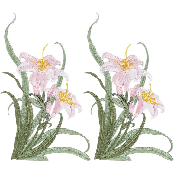 2Pcs Polyester Clothing Patches Orchid Flower Lavender Blush 140x165x1.5mm
