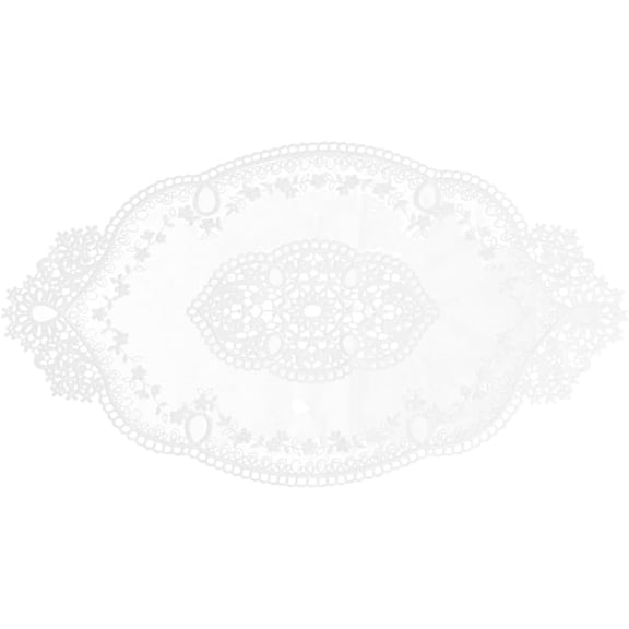 2Pcs Polyester Lace Table Runner for Dining Table Decoration Oval White 530x300x1.3mm diy