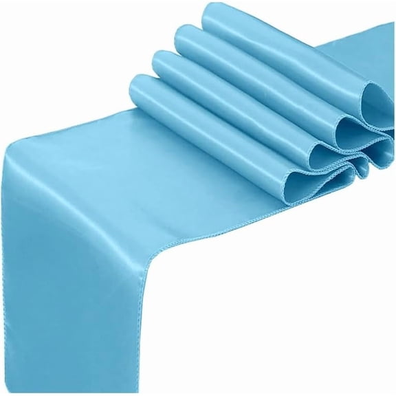 2Pcs Polyester Table Runner Tablecloths for Dining Table Wedding Party Festival Home Decorations Rectangle Light Sky Blue 2720x300x0.5mm