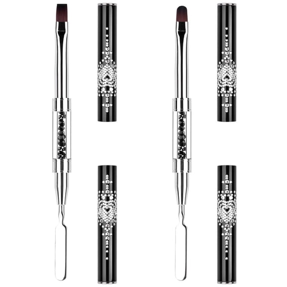 2Pcs Polygel Nail Brush & Picker, Dual-ended Oval & Flat Gel Nail Brushes Polygel Slice Tool for PolyGel UV Builder Gel Nails Extension