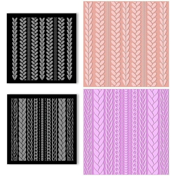 2Pcs Polymer Clay Texture Sheets Knitted Grain Clay Texture Mat Square Clay Stamps Acrylic Embossing Tools for Polymer Clay Earrings Jewerly Making 4x4inch