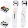 thumbnail image 1 of 2Pcs Portable Binder Clip Stapler, Includes 100 Reusable Clips, Handheld Paper Clam Clip Dispenser Large Size, Mini Push Stapler Clamp Staplers for Desktop Document Home (White), 1 of 7