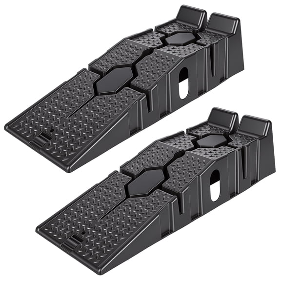 2Pcs Portable Car Ramps for Oil Changes & Lifting, Heavy-Duty 5,000lbs Capacity, Non-Slip Tread, 17-degree Low-Profile Incline, Lightweight PP Car Ramps for Home Garage & Maintenance