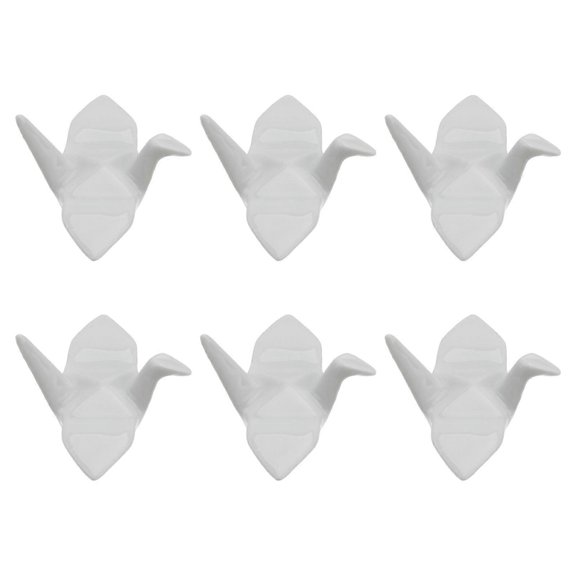 6 Pcs Japanese-style Ceramics Chopsticks Rests Handmade Thousand Paper Crane Chopsticks Holder Fork Holder Rack - 5.5x5x3cm (White)
