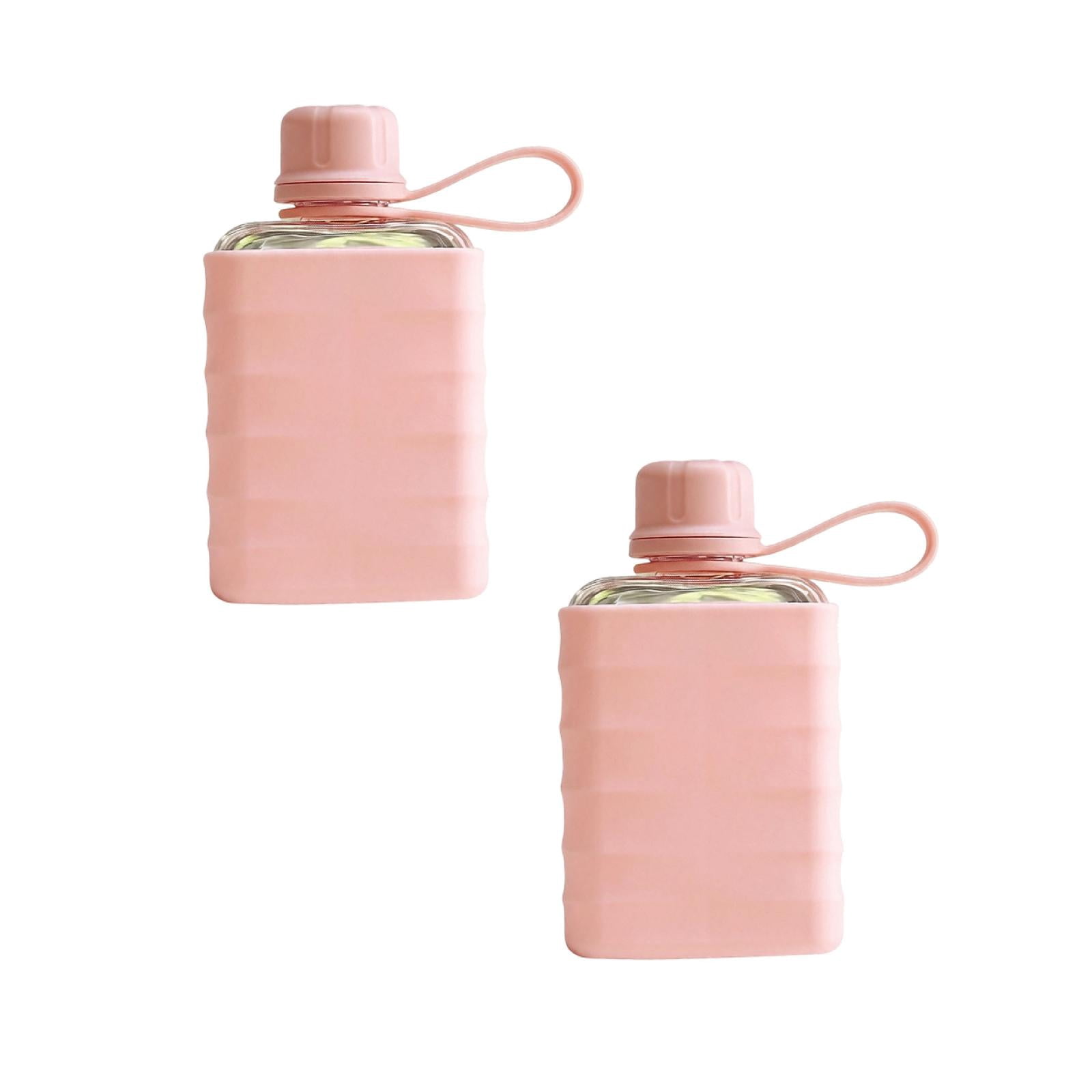 2Pcs Portable Flat Water Bottle 8.2oz Thin Mini Travel Flask, Clear ...