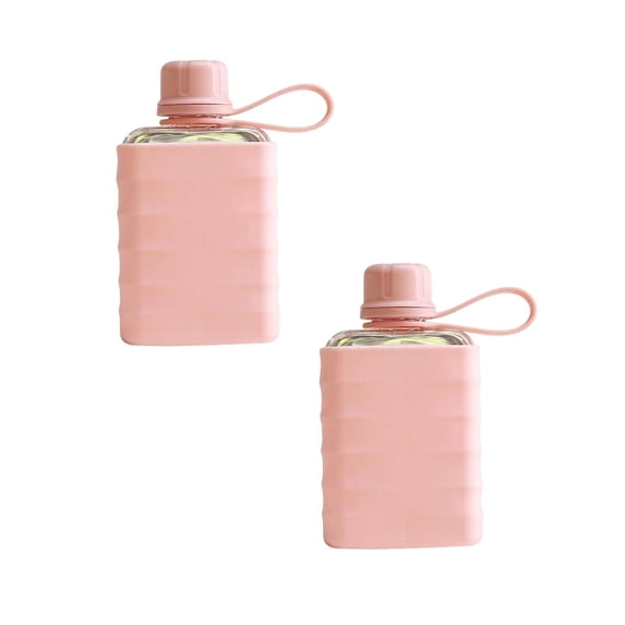 2Pcs Portable Flat Water Bottle 8.2oz Thin Mini Travel Flask, Clear ...