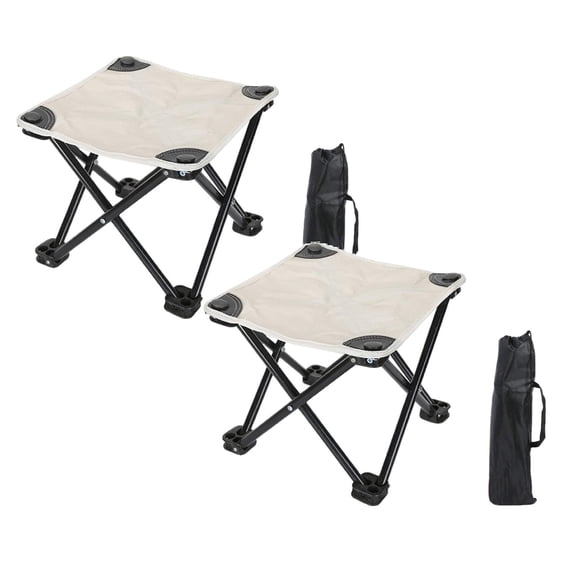 2Pcs Portable Folding Stool Lightweight Camping Chair With Handbag Foldable For Outdoor Fishing Picnic And Hiking (Leaf Pattern/White/Black/Blue/Brown) Folding Chair