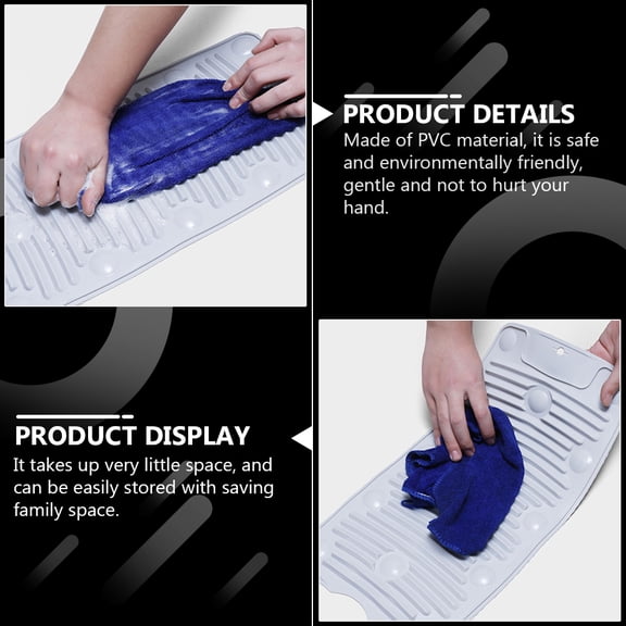 2Pcs Portable Grey PVC Household Washing Board with Non Slip Suction Cup for Home Use