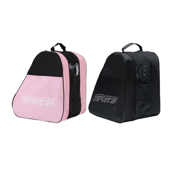 2Pcs Portable Roller Skates Bag Kids Inline Skates Bags Case Durable Large Capacity Adjustable Shoulder Strap Skating Shoes Bag for Skating Pink Color Black