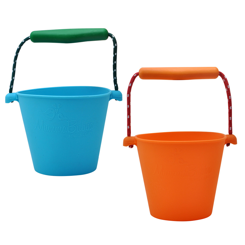 2Pcs Portable Sand Buckets Small Sand Buckets for Kids Toddlers Folding