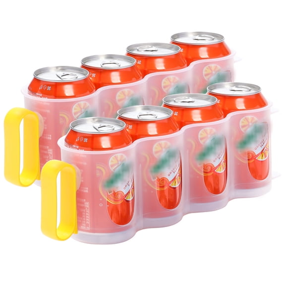 2Pcs Portable Soda Can Organizer for Refrigerator Clear Plastic Fridge Soda Can Organizer with Removeable Handle Expandable Drink Beverage Holder Dispenser Bin