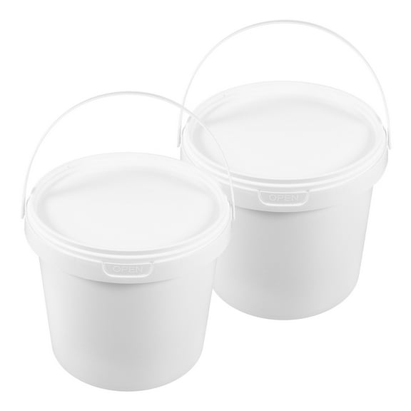 PBPBOX White PP Food Storage Buckets with Lids for Home and Office 2Pcs