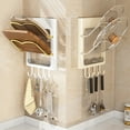 thumbnail image 1 of 2Pcs Pot Lid Holder under $5! Yrmaups Wall Mounted Pot Lid Rack, No Drill Kitchen Storage Organizer, Multi Layer Cutting Board Holder, Space Saving Pot Cover Stand, 1 of 9