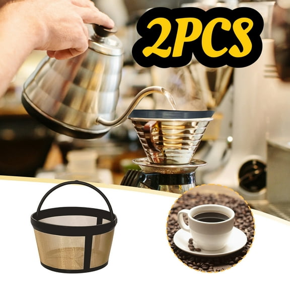 2Pcs Pour Over Coffee Dripper Stainless Steel Coffee Filter Metal Cone Filter Paperless Reusable Coffee Filter Single Cup Coffee Maker 4-6 Cup