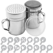 2Pcs Powdered Sugar Shaker Duster - With Handle - Cinnamon Shaker For Coffee Bar - Fine Mesh Dredge - 10 ounce, pack of 2 | Style Fine