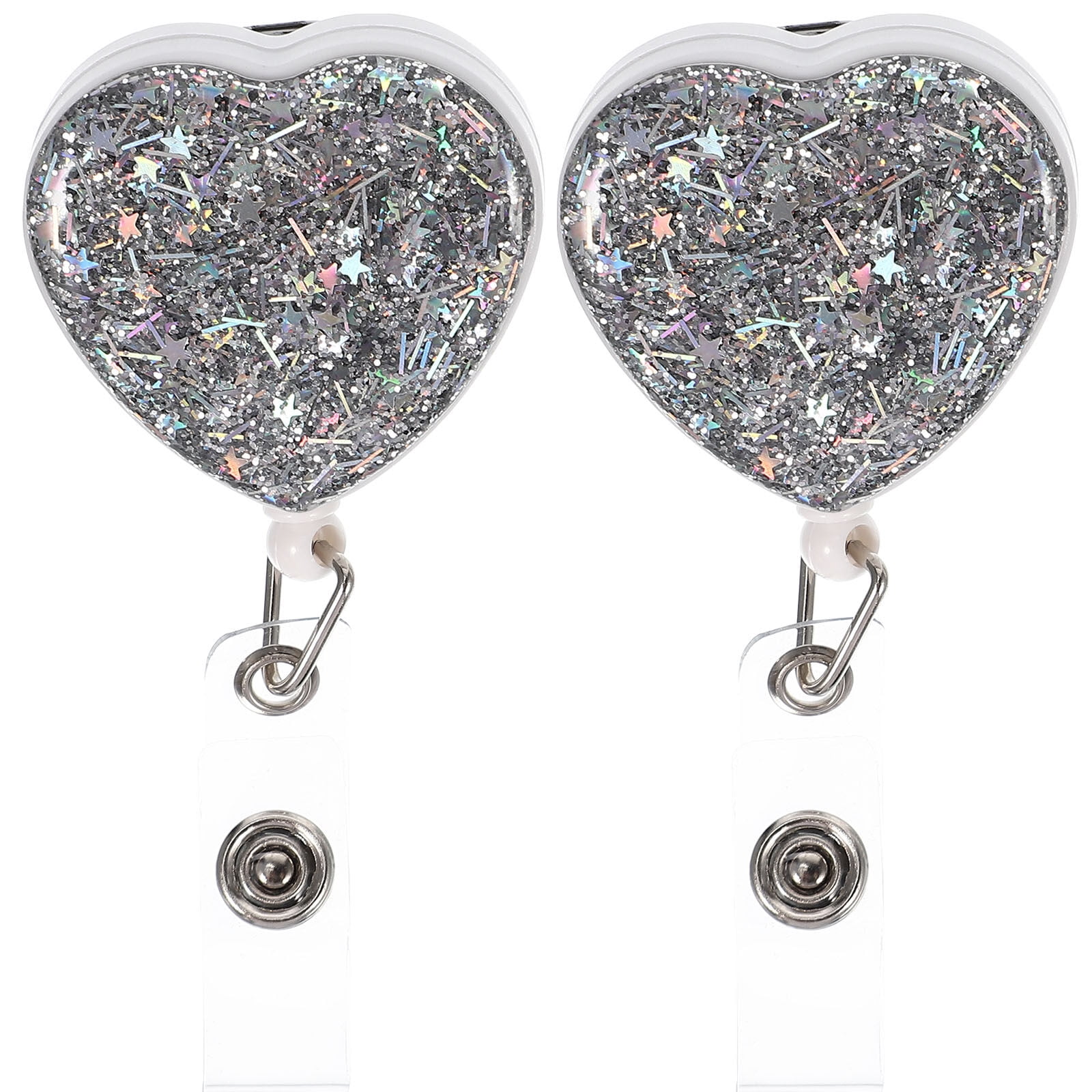 2Pcs Practical Badge Holders HeartShaped Cards Buckles Id Cards Clips