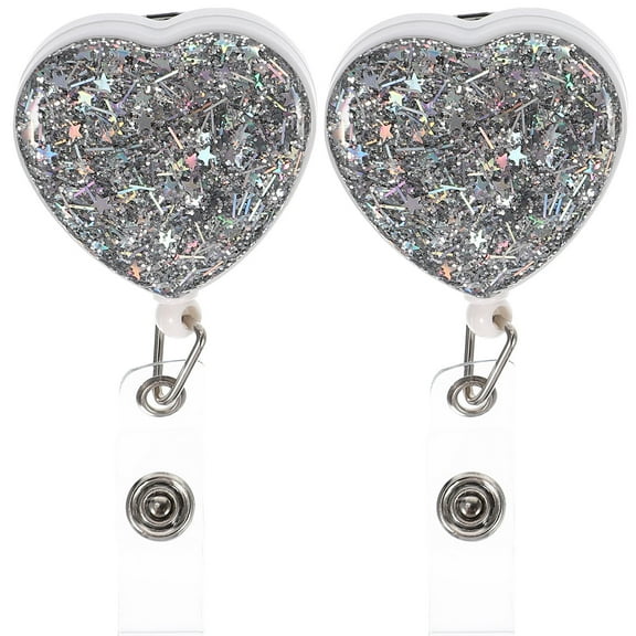 2Pcs Practical Badge Holders Heart-Shaped Cards Buckles Id Cards Clips Adorable Badge Clips
