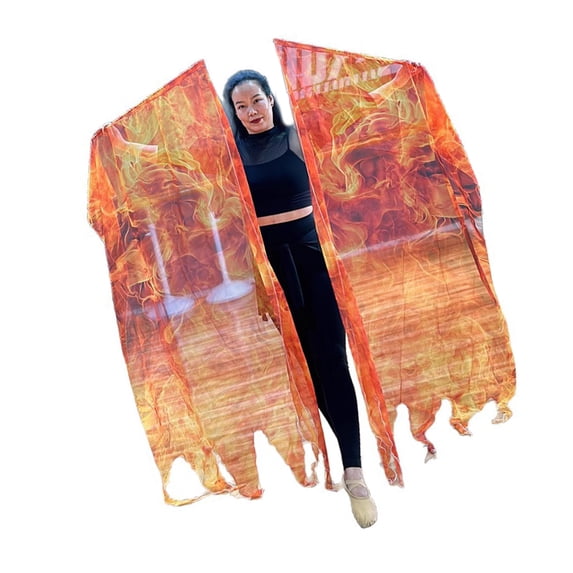 2Pcs Flame Pattern Worship Wing Flags Praise Dance Flags with Scalable Rods for Church Dance Banners Easy to Use
