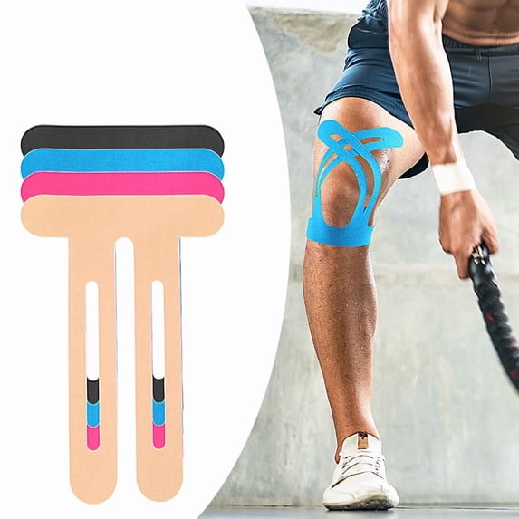2Pcs Pre-cut Kinesiology Tape for Knee & Ankle Support – One-piece Molding, Elastic Stretch, Ready-to-use