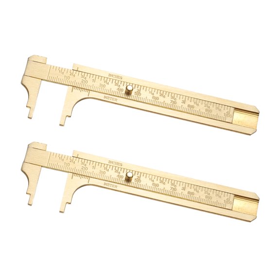 2Pcs Precision Caliper Ruler 100mm Brass Sliding Gauge Caliper Ruler