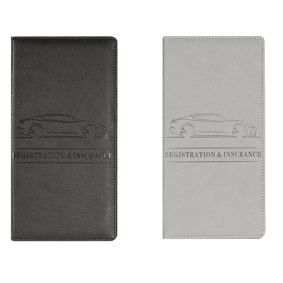 2Pcs Premium Car Insurance & Registration Organizer with Magnetic Closure, Synthetic Leather Document Holder, Universal Fit for Vehicles(Black+Gray)