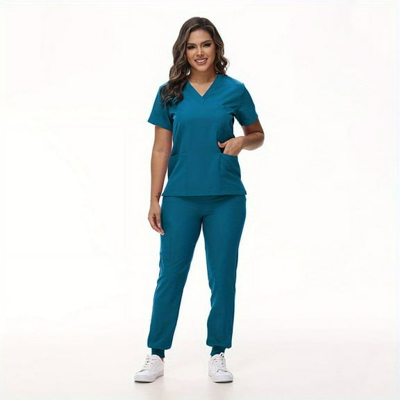 2Pcs Premium Summer Nurse Workwear: Short-sleeved Scrub Set for Busy Shifts