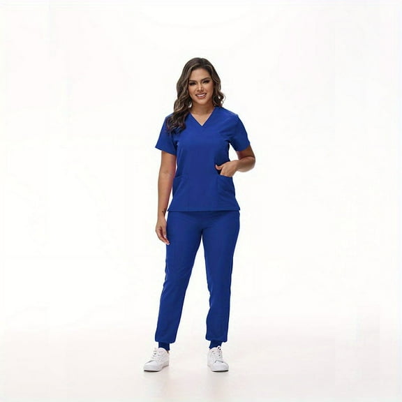 2Pcs Premium Summer Nurse Workwear: Short-sleeved Scrub Set for Busy Shifts