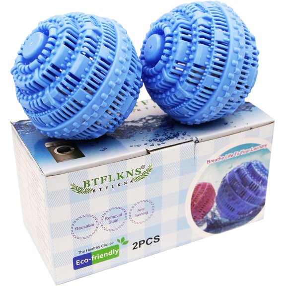 2Pcs Premium Washing Ball, Super Soft Shell Doesn't Hurt Clothes, Advanced ceramic balls, Eco-Friendly Laundry Balls,2000 Washing Cycle Laundry Balls, All Natural Detergent(Benzo Blue) …