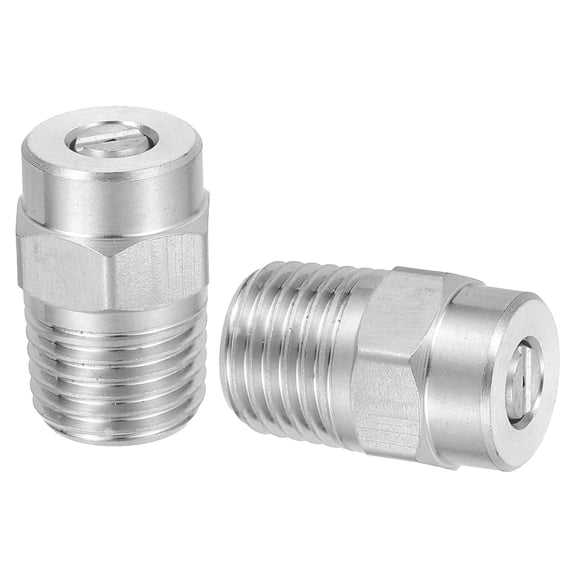 2Pcs Pressure Washer Nozzle, Stainless Steel Thread Nozzles Tips, Universal Replacement for Undercarriage Cleaner Water Broom, 1/4 Inch NPT Male, 15 Degree 040 Orifice