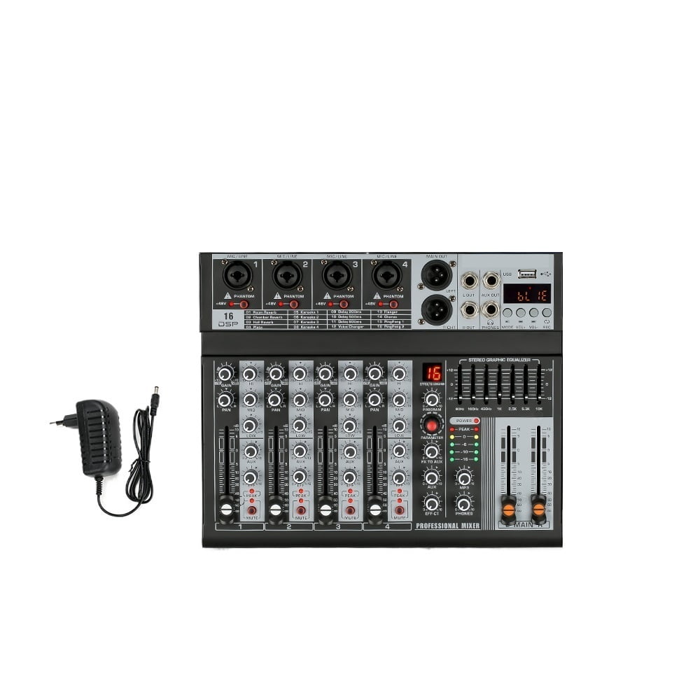 2Pcs Professional 4-6-Channel Mixer with USB MP3 Player Mixing Console Of DJ Console Mixer