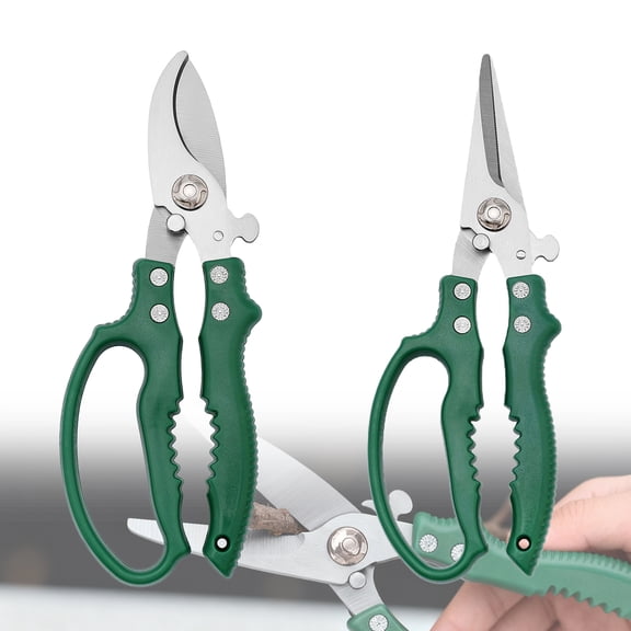 2Pcs Professional Pruning Shears Set, 8.6" & 8" Heavy Duty Alloy Steel Garden Clippers, Sharp Bypass Loppers & Straight Blade Hand Pruners with Non-Slip Comfort Grip for Gardening
