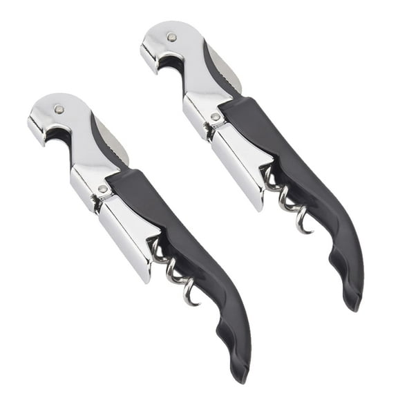 2Pcs Professional Wine Opener with Foil Cutter, Waiter Corkscrew, Manual Wine Bottle Opener for Servers, Bartenders and Waiter (Black)