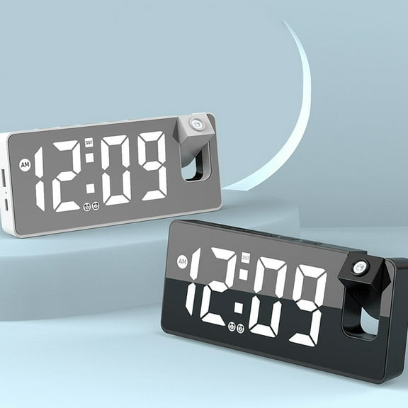 2Pcs Projection Alarm Clock Under $5! Yannianjz Projection Alarm Clock Large Screen Mirror Alarm Clock with Temperature Display, Snooze Clock for Bedroom Nightstand and Desk