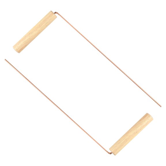 2Pcs Prospecting Rods Probe Tools With Wooden Handles Pure Copper Probes Rod For Divination Detection Equipment Tool