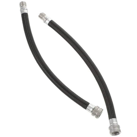 2Pcs Pump Extension Hose Inflator Tube Cord for Schrader (Black)