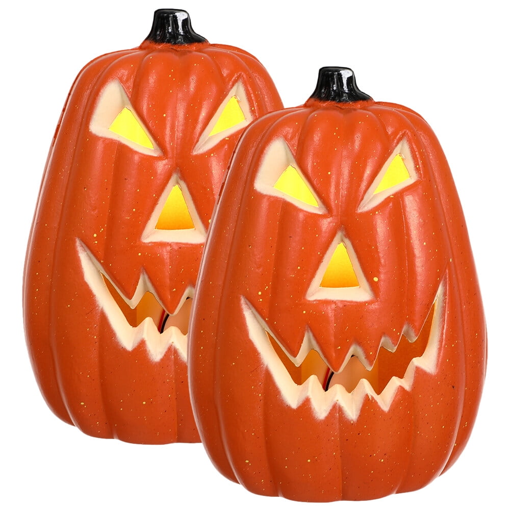 2Pcs Pumpkin Light Halloween Light Up Pumpkin Prop for Fall Outdoor
