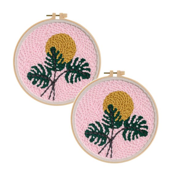 2Pcs Punch Kit Weave Punch Stitching Kit Punch Needle Kits Adults Beginner Punch Stitching Kit For Kids DIY Needle Punch Kits For Adults DIY Knitting DIY