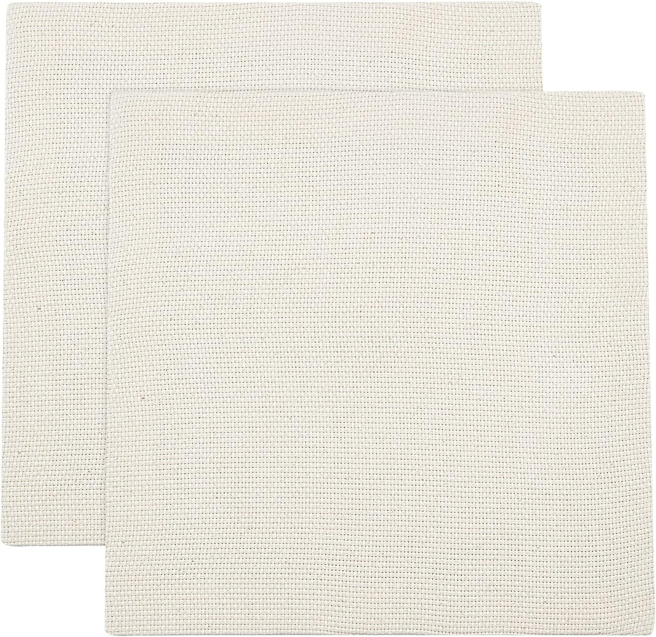 2Pcs Punch Needle Frame Covered with Cloth Needlework Fabric Punch Needle Cloth for Craft Stitching Applique Embellishment 9.8×9.8"