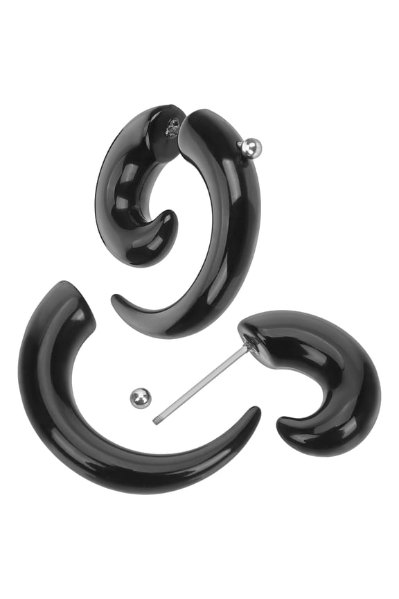 2Pcs Punk Round Horn Claw Earrings Spiral Puncture Earrings for Women and Men