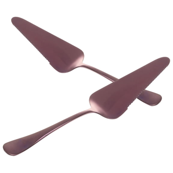 2Pcs Purple Cake Server Spatula in Stainless Steel for Versatile Baking and Serving Use