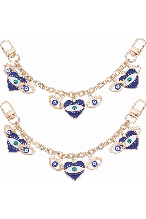 2Pcs Purse Chain Strap Extender 8.1 Inch Short Gold Purse Strap Replacement Decorative Enamel Eye Charm Bag Handle Chain with Buckle for Handbag Clutch Shoulder Tote Bags Wallet Women for DIY