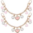thumbnail image 1 of 2Pcs Purse Chain Strap Extender 8.3" Short Gold Purse Strap Replacement Decorative Enamel Heart Resin Pearl Charm Bag Handle Chain with Buckle for Handbag Clutch Shoulder Tote Bags Wallet Pink 2pcs, 1 of 9
