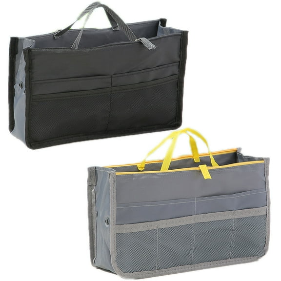 2Pcs Purse Organizer Insert for Handbags Bag Organizers Inside Tote Pocketbook Women Nurse Nylon 13 Pockets Medium