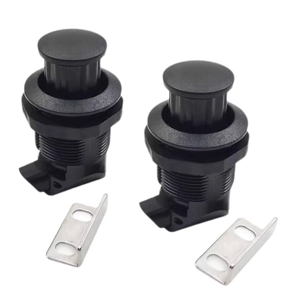 2Pcs Push Button Latch, Push to Close Latches for Perpendicular Door Configurations Latches - Push-to-Close Latches - Knob Stores Flush (Black)