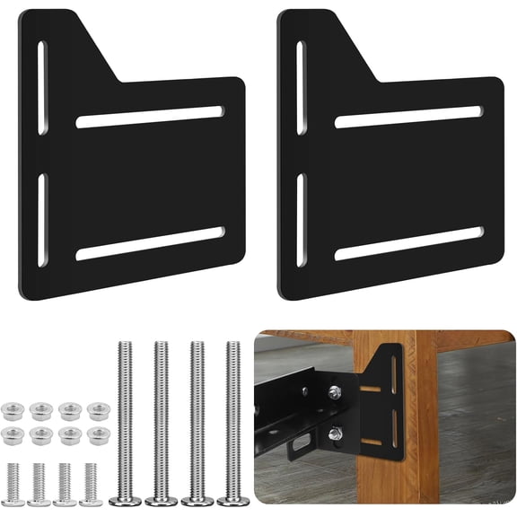 2Pcs Queen Bed Modification Plate, Headboard Attachment Kit, Heavy Duty Bed Modification Plate, Headboard Attachment Bracket with Hardware (Matte Black, Headboard Matte Black)