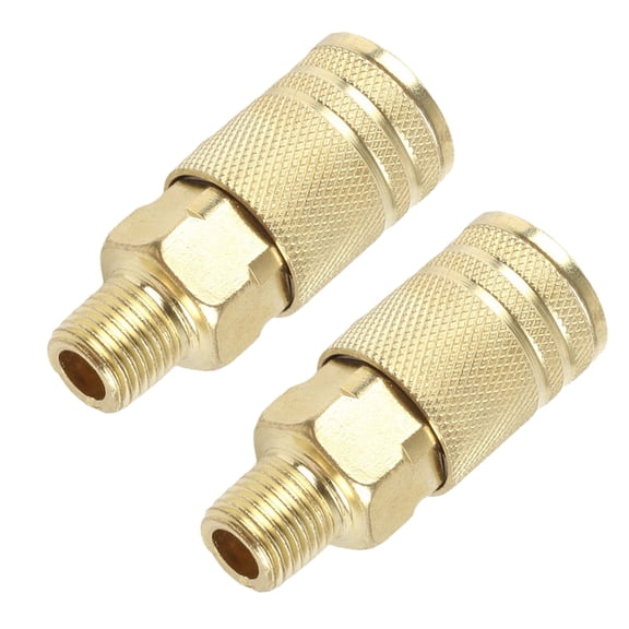 2Pcs Quick Connector Pneumatic For Air Compressor Gold Male Thread 1/4 Coupling Connector Coupler Practical